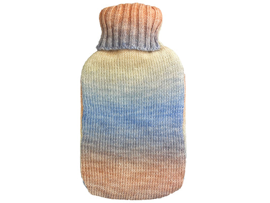Hot Water Bottle & Cover - Blue Coral Gradient Knit