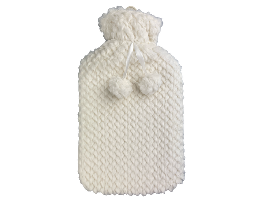 Hot Water Bottle & Cover - Cream Diamond Plush
