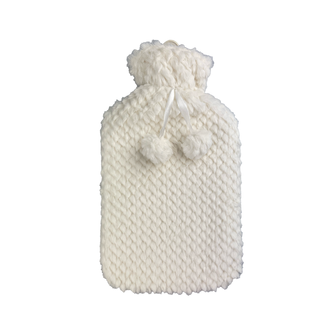 Hot Water Bottle & Cover - Cream Diamond Plush - The Grain Shop