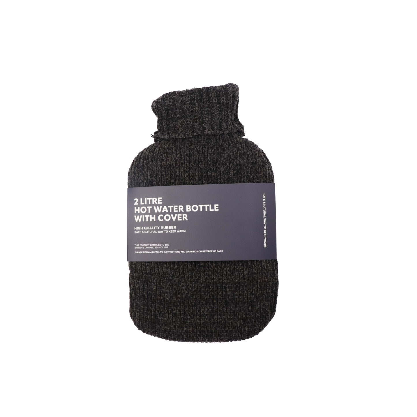 Hot Water Bottle & Cover - Charcoal Chenille