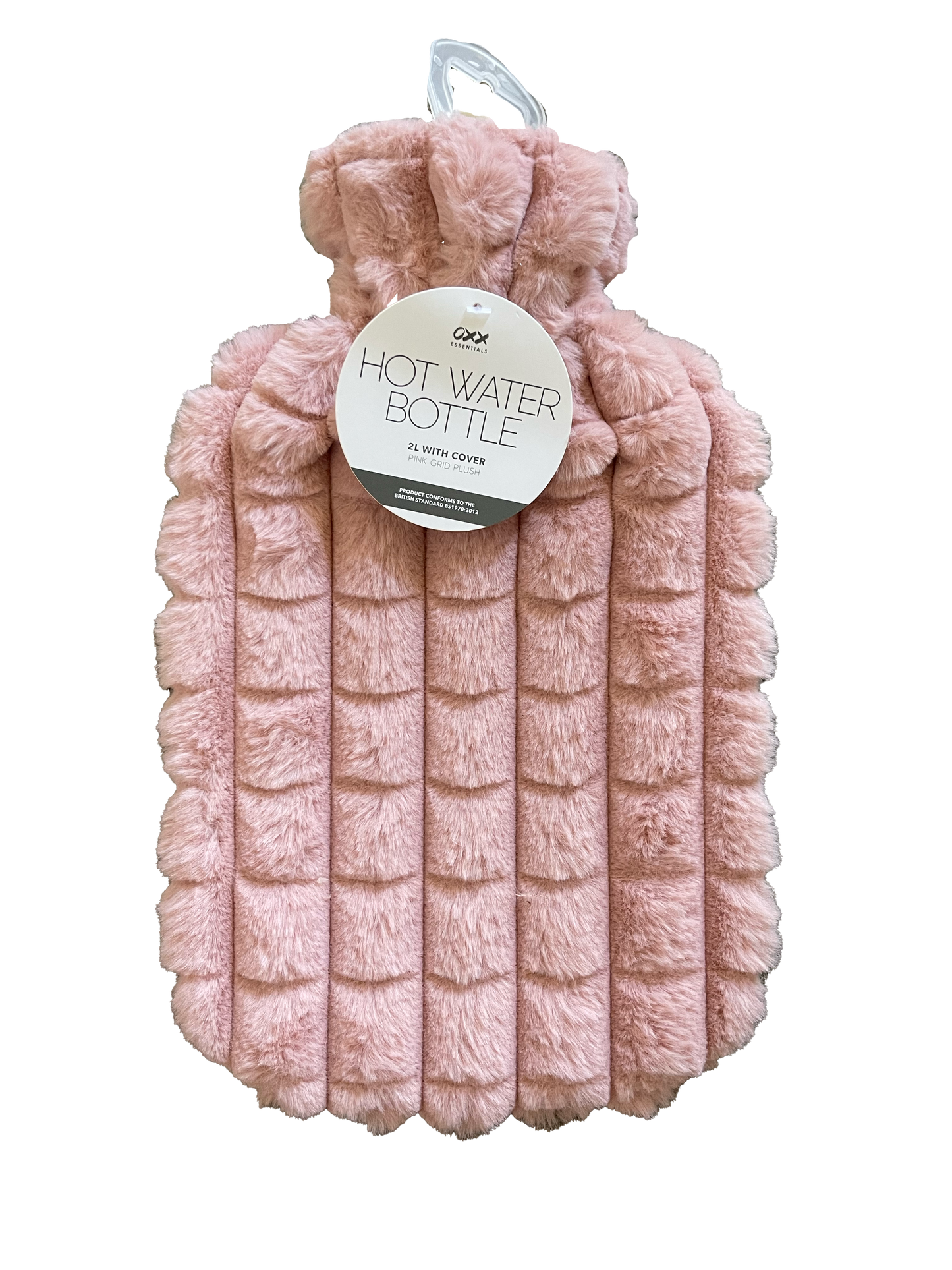 Hot Water Bottle & Cover - Pink Grid Plush - The Grain Shop