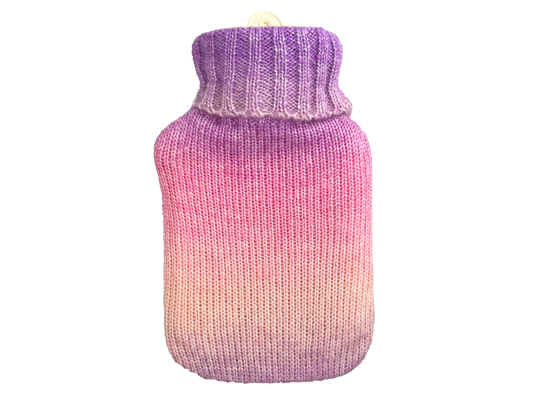 Hot Water Bottle 700mL & Cover - Pink Purple Gradient Knit