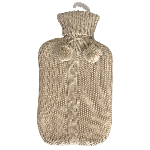 Hot Water Bottle & Cover - Natural Pom Pom