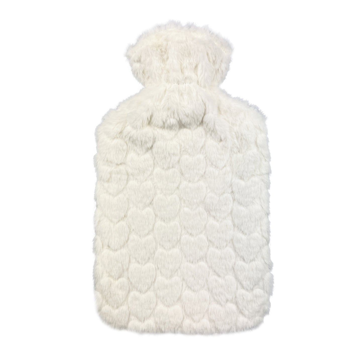 Hot Water Bottle & Cover - Cream Heart Plush