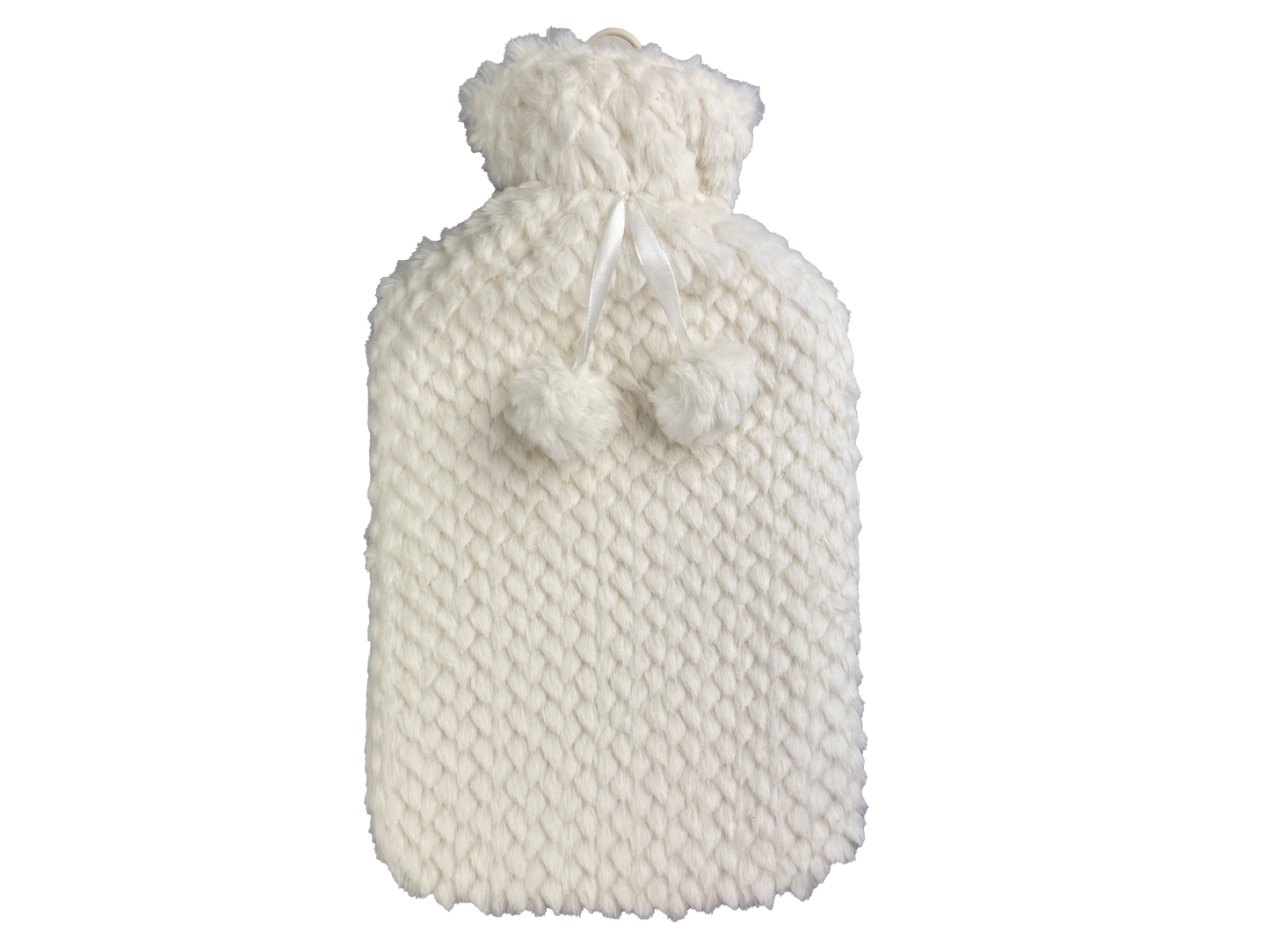 Hot Water Bottle & Cover - Cream Diamond Plush