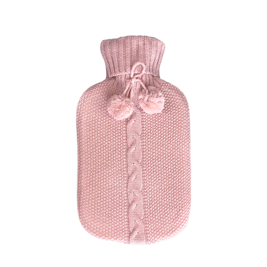 Hot Water Bottle & Cover - Soft Pink Pom Pom - The Grain Shop