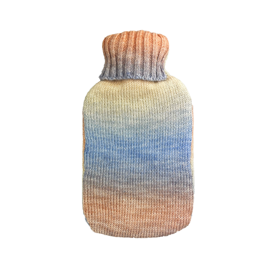 Hot Water Bottle & Cover - Blue Coral Gradient Knit - The Grain Shop