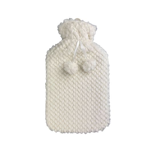 Hot Water Bottle & Cover - Cream Diamond Plush - The Grain Shop