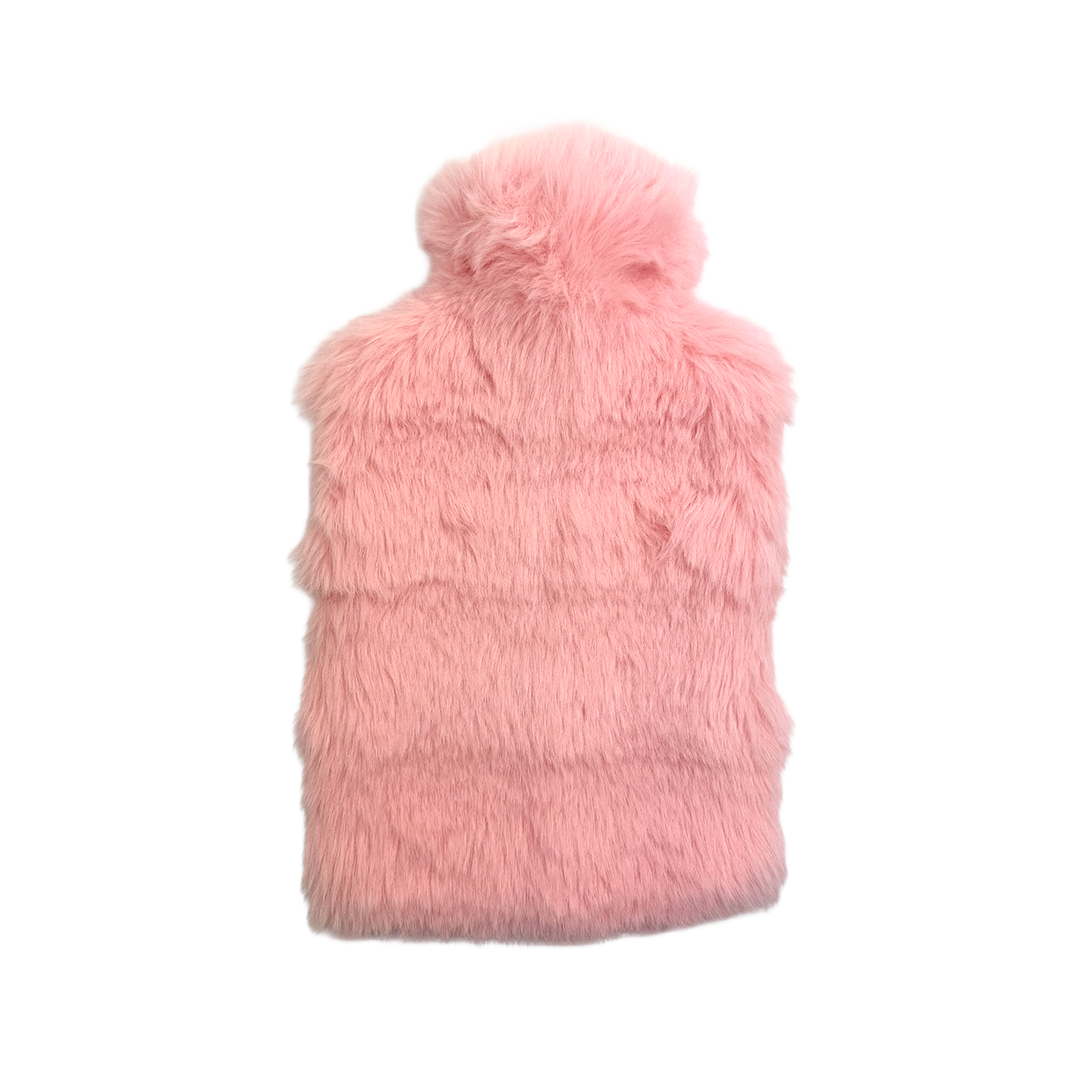 Hot Water Bottle & Cover - Peach Wavy Plush - The Grain Shop