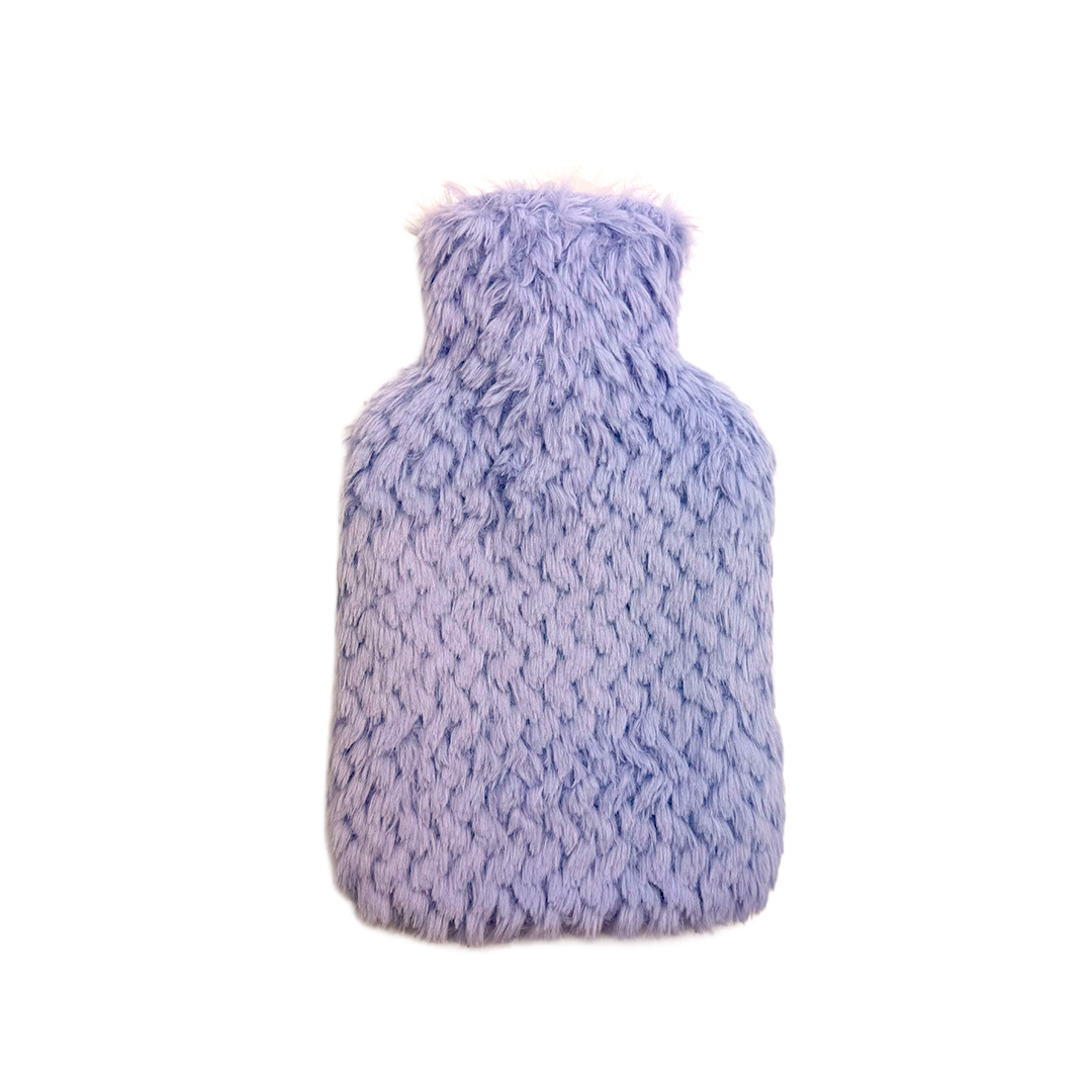 Hot Water Bottle 700mL & Cover - Lilac Ripple Plush - The Grain Shop