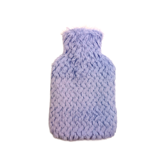 Hot Water Bottle 700mL & Cover - Lilac Ripple Plush - The Grain Shop