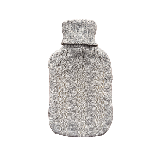 Hot Water Bottle & Cover - Knit Grey Marle - The Grain Shop