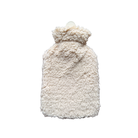 Hot Water Bottle 700mL & Cover - Tan Sherpa - The Grain Shop