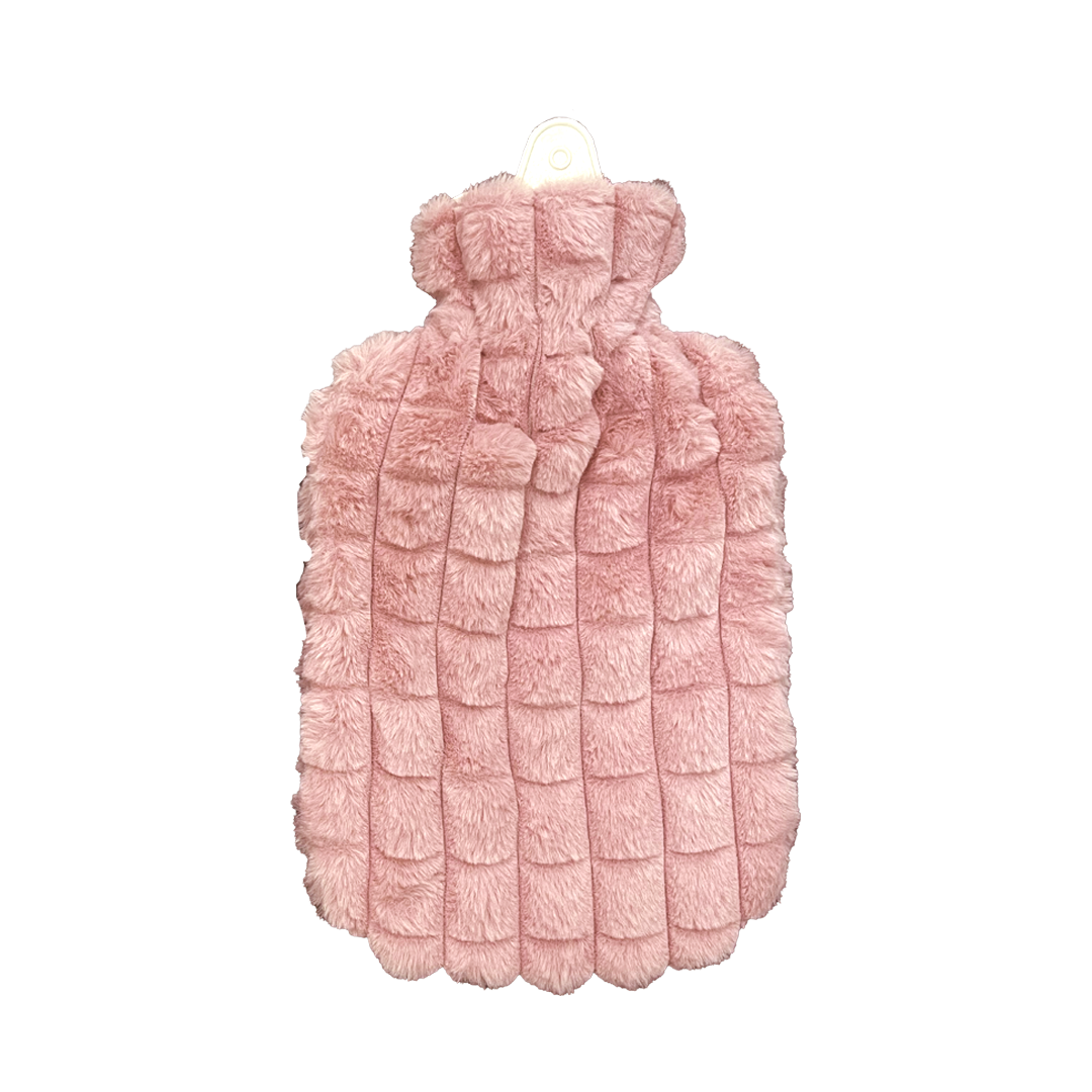 Hot Water Bottle & Cover - Pink Grid Plush - The Grain Shop