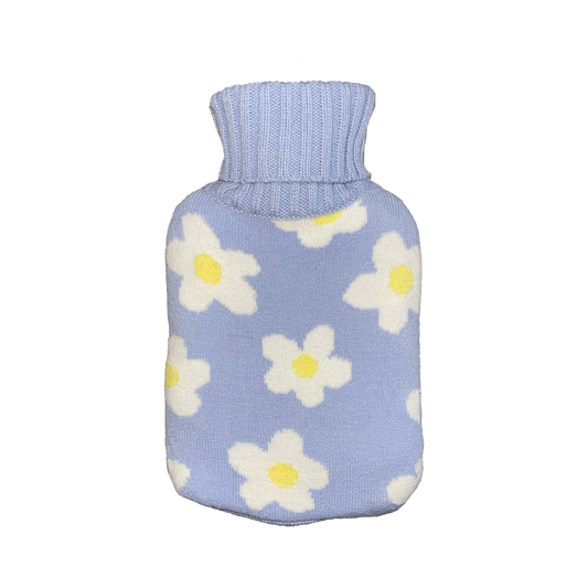 Hot Water Bottle 700ml & Cover - Blue Daisy - The Grain Shop