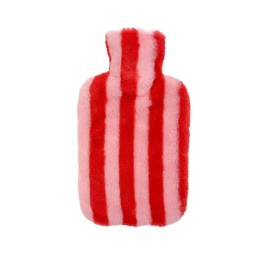 Hot Water Bottle & Cover - Pink Stripe Plush - The Grain Shop