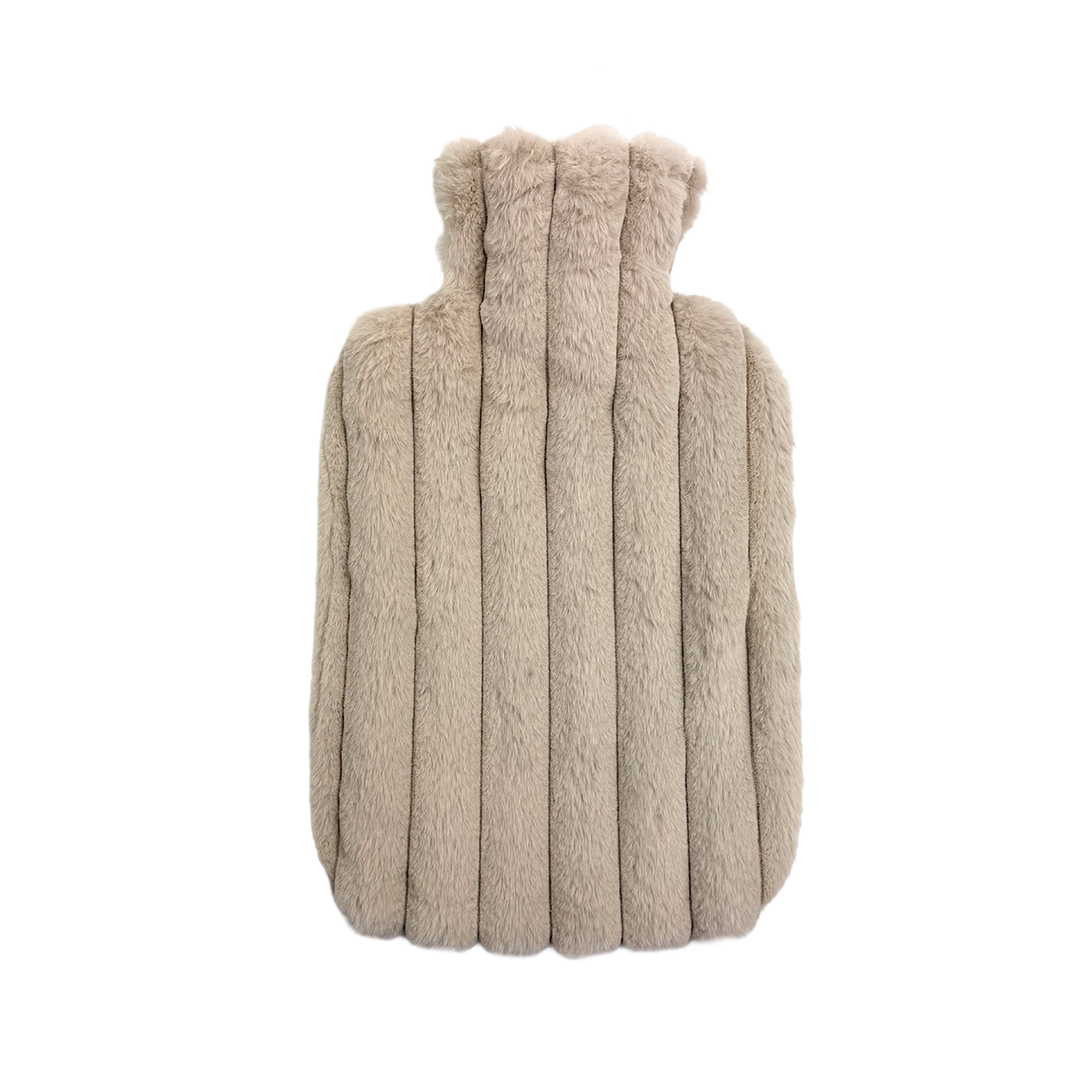 Hot Water Bottle & Cover - Stone Ribbed Plush - The Grain Shop