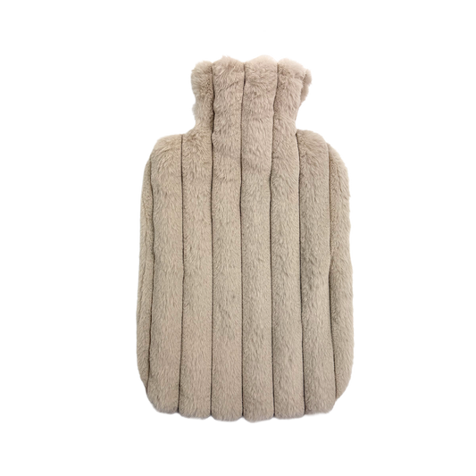 Hot Water Bottle & Cover - Stone Ribbed Plush - The Grain Shop