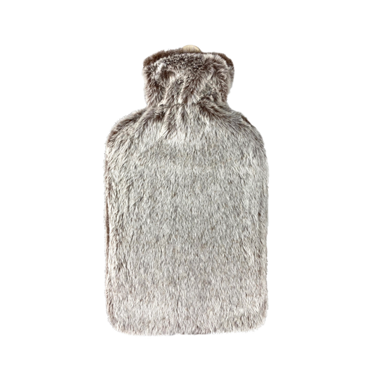 Hot Water Bottle & Cover - Grey Faux Fur - The Grain Shop