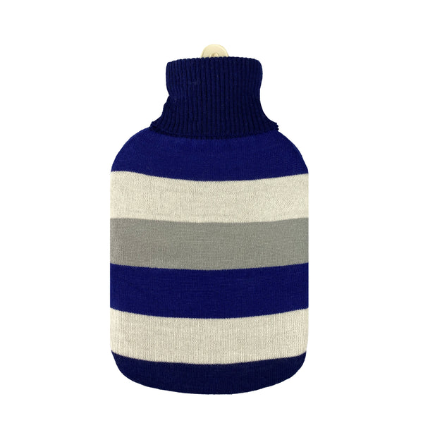 Hot Water Bottle & Cover - Navy Stripes