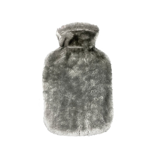 Hot Water Bottle 700mL & Cover - Grey Faux Fur