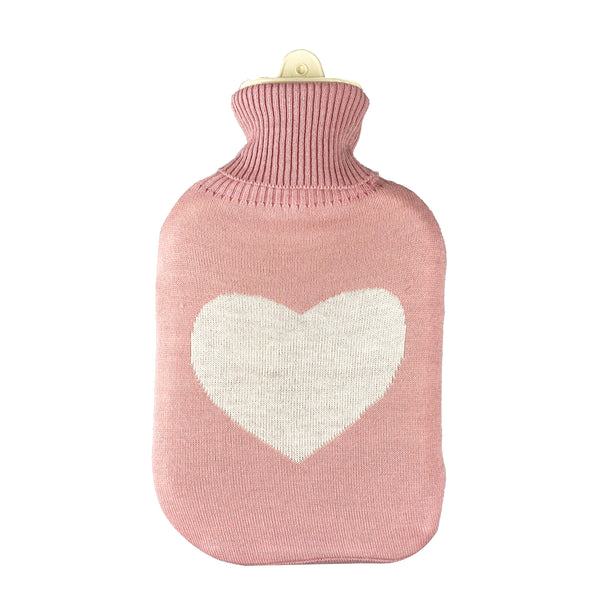 Hot Water Bottle & Cover - Love Heart Knit