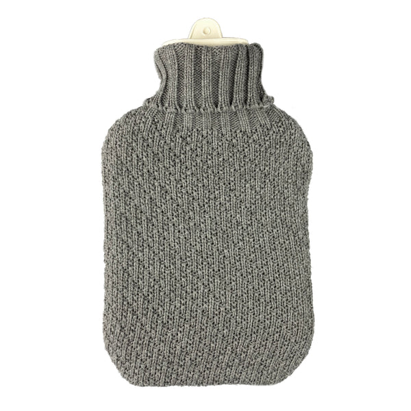Hot Water Bottle & Cover - Grey Thick Knit